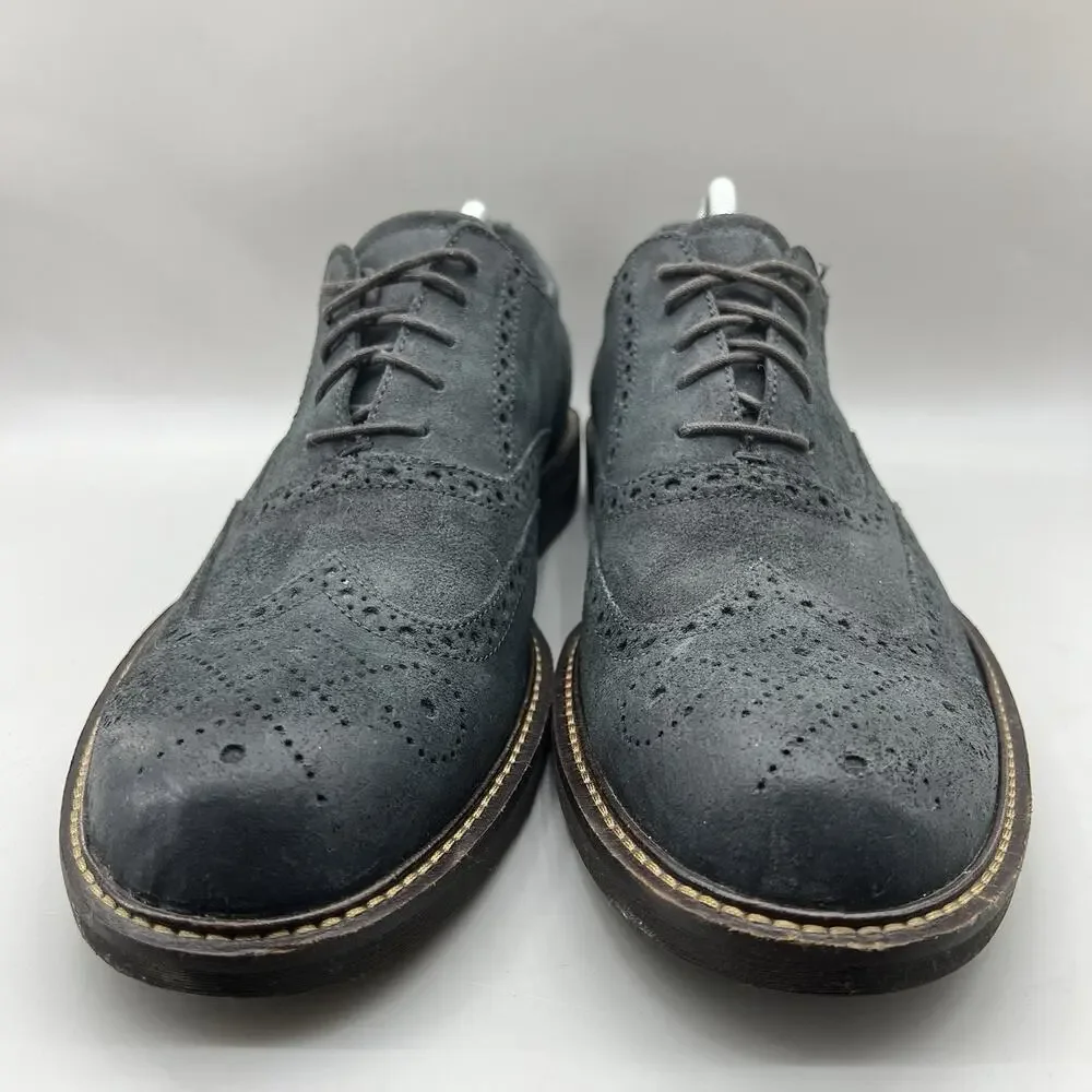 ECCO Kenton Wingtip Brogue Shoes Men Size 10 Blue Nubuck Leather Casual Oxford